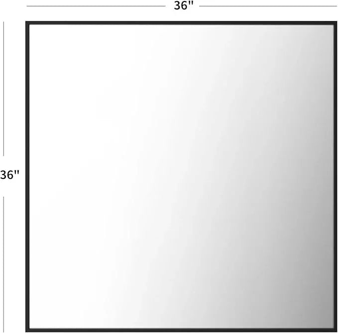 LOAAO 36"X36" Black Rectangle Bathroom Mirror Wall, Matte Black Aluminum Alloy Frame, Tempered Glass, Hangs Vertically or Horizontally, Easy to Install - ModernBath
