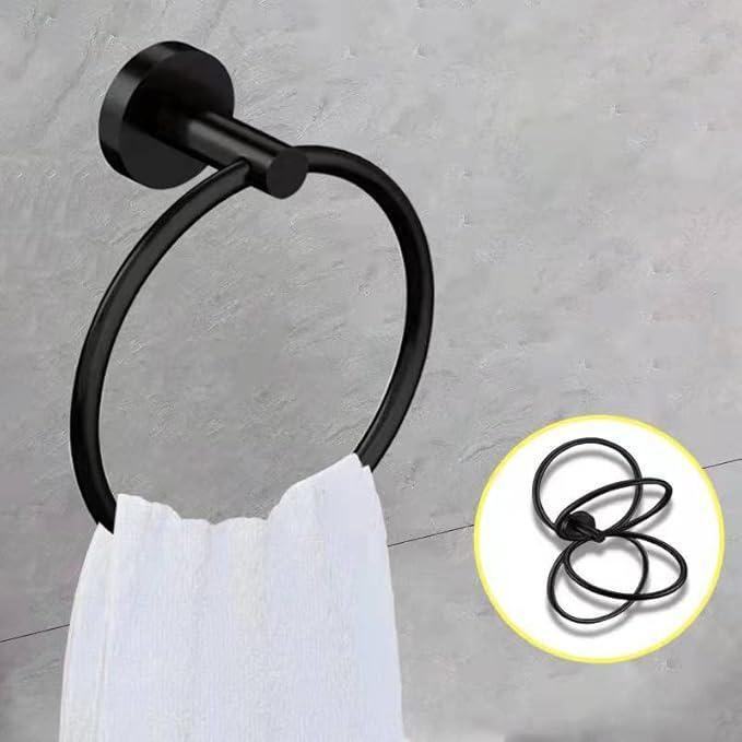 Cilee 8 Piece Matte Black Bathroom Hardware Set, 24inch Bathroom Towel bar+Towel Ring+Toilet Paper Holder+ Robe Towel Hook, SUS304 Stainless Steel Bathroom Accessory Set - ModernBath