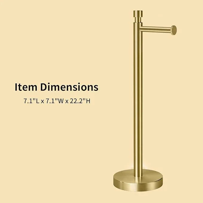 YUMORE Toilet Paper Holder Stand Freestanding, Weighted and Sturdy Stainless Steel Design with Non-Slip Cap, Gold Rustproof Tissue Roll Holder for Modern Bathroom, RV - ModernBath