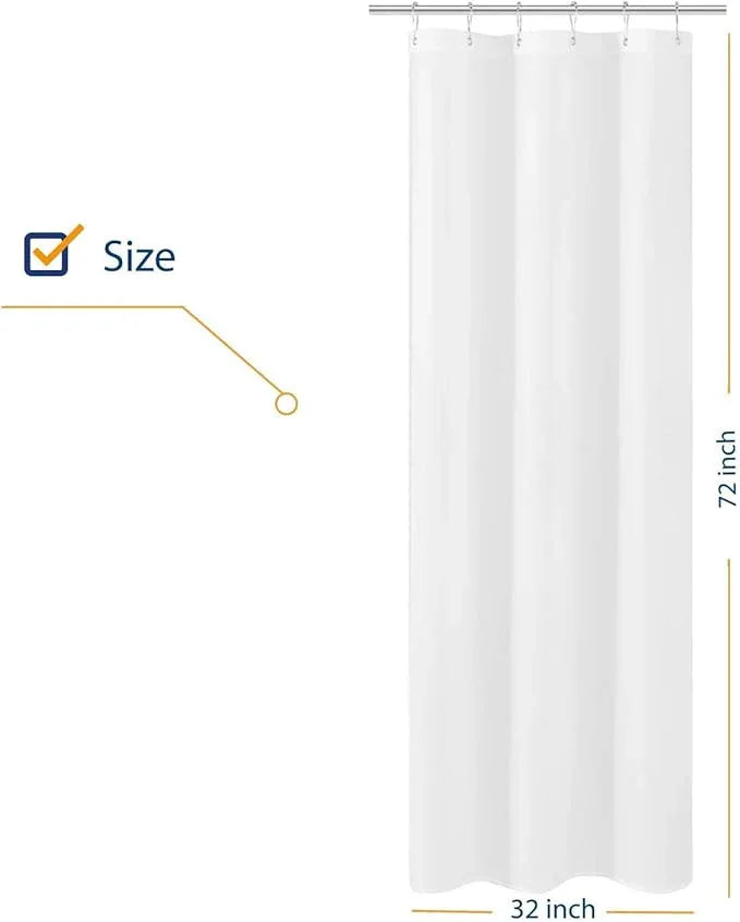 N&Y HOME Small Stall Shower Curtain Liner Fabric 32" W x 72" L inch Narrow Size, Hotel Quality, Washable, Water Repellent, White Bathroom Curtains with Grommets, 32x72 - ModernBath