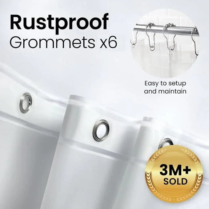 LiBa Bathroom Shower Curtain - Waterproof Plastic Shower Curtain Premium PEVA Non-Toxic with Rust Proof Grommets White 8G Bathroom Accessories 36x72 - ModernBath