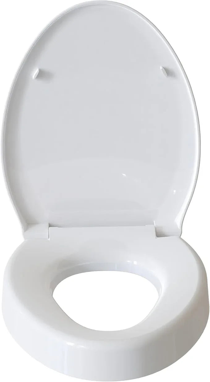 CYRRET 3 Inch Elevated Toilet Seat Riser, Raised Toilet Seat Enlongated Bowl (18.5") for Elderly and Seniors, Durable Plastic, Slow Close, Safety Bathroom Assist Device, Easy Installation, White - ModernBath