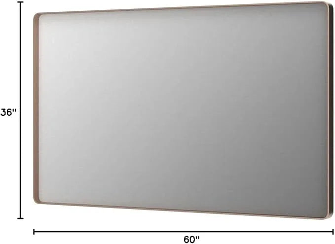 LOAAO 60”X36” Gold Bathroom Mirror, Rounded Rectangle Gold Frame Mirror, Brushed Gold Bathroom Vanity Mirror Wall-Mounted, Anti-Rust, Tempered Glass, Hangs Horizontally or Vertically - ModernBath
