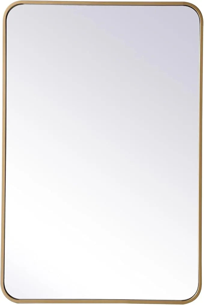 ARS Concepts Aura, Soft Corner Metal Rectangular Mirror 24X36 Inch in, Modern, Brass - ModernBath