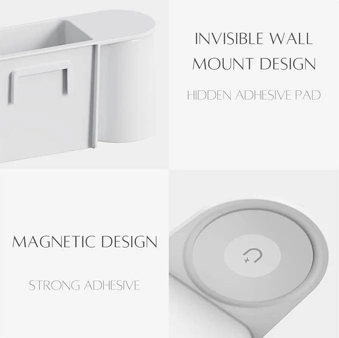 FLAUVEL Wall-Mounted Toothbrush and Toothpaste Holder - Self-Draining Design, Easy Installation, Space-Saving, White (Single - One Magnetic Cup) - ModernBath