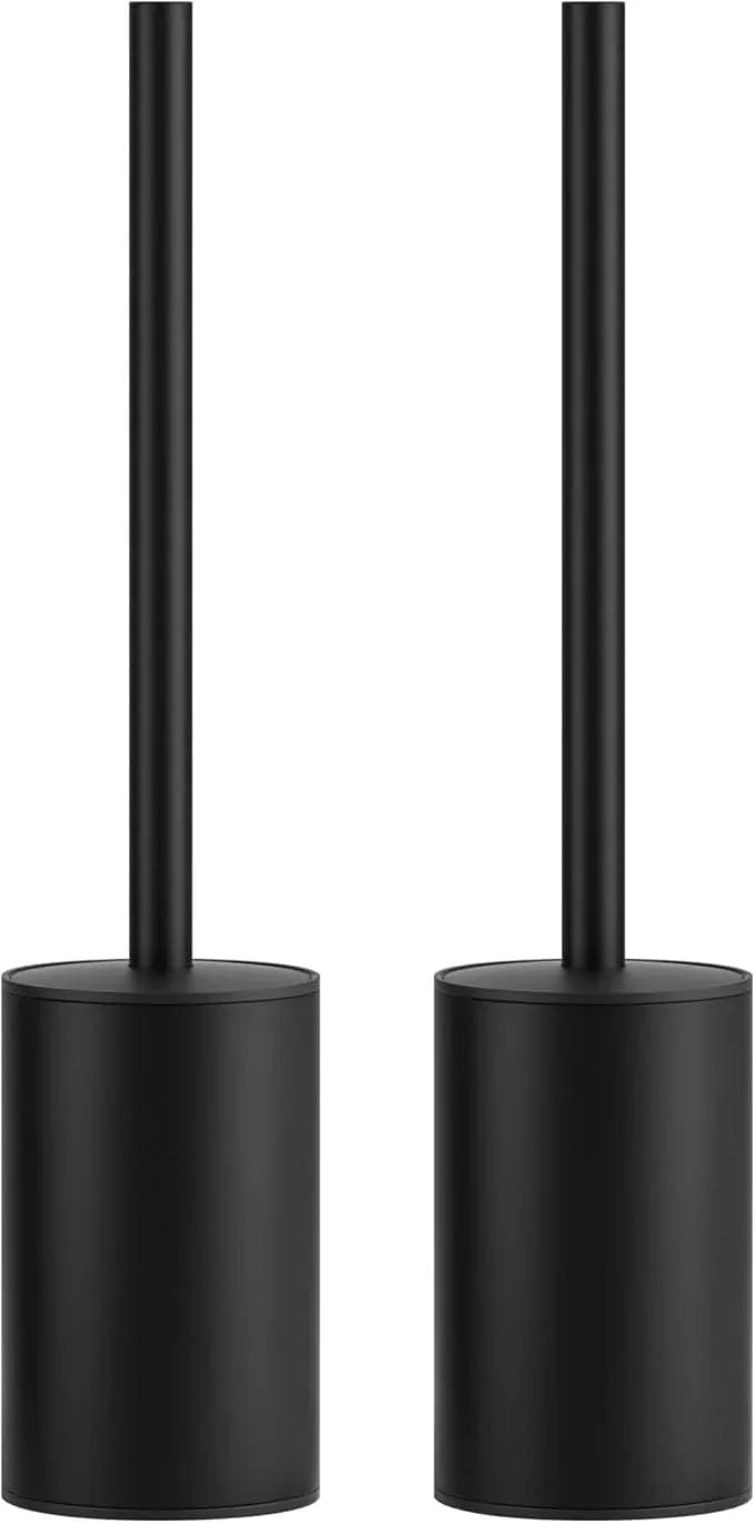 FORIOUS Toilet Brush and Holder Set, 304 Stainless Steel Heavy Duty Base and Handle for Bathroom Deep Cleaning, Toilet Bowl Cleaners Brush with Holder, Space Saving for Storage (2, Matte Black) - ModernBath