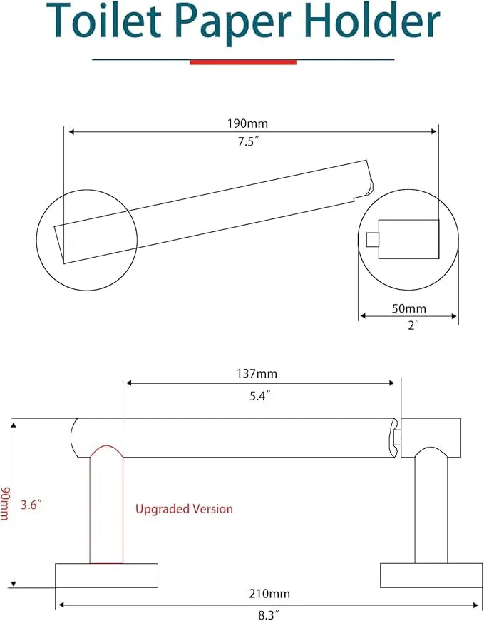 Gold Toilet Paper Holder - Metal Bathroom Flexible Pivoting Tissue Handle on Wall Mounted, SUS 304 Stainless Steel Adjustable TP Large Mega Roll Holder Classic Matte - ModernBath