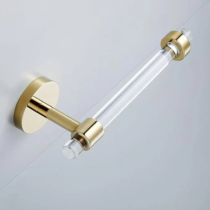 3 Pieces Bathroom Accessories Hardware Set Wall Mounted,Towel Rack 16 inches+Toilet Paper Holder+Hook,Acrylic and Brass,Gold Towel Bar Set SHUNLI - ModernBath
