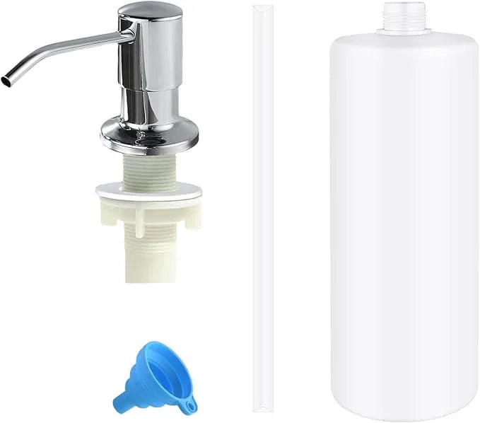 Soap Dispenser for Kitchen Sink,Stainless Steel Built in Soap Dispenser Countertop Pump Head,Dish Soap Hand Lotion Dispenser with Refillable 13.5OZ Bottle - ModernBath