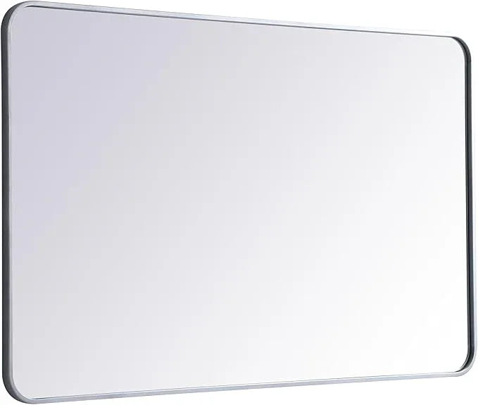 ARS Concepts Aura, Soft Corner Metal Rectangular Mirror 30X48 Inch in, Modern, Silver - ModernBath