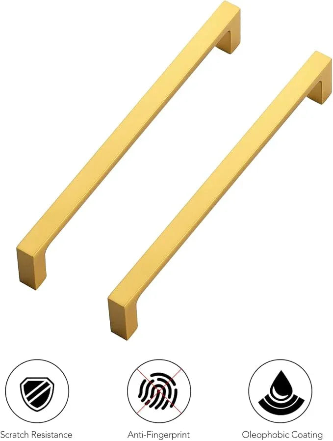Ravinte 5 Pack Solid 6-1/4 Inch Square Cabinet Handles - Brushed Brass Drawer Pulls - Kitchen Hardware - ModernBath