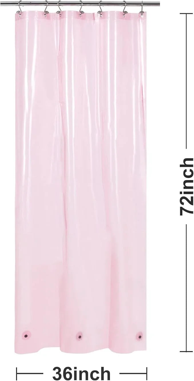 Barossa Design Clear Pink Stall Shower Curtain Liner with 3 Magnets - 36" x 72" Waterproof Lightweight PEVA Plastic Narrow Shower Liner for Small Bathroom, Metal Grommets - Clear Pink - ModernBath