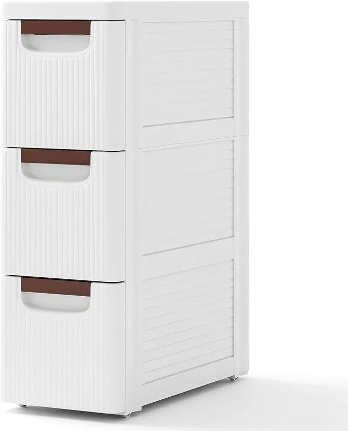 Giantex 3 Drawers Storage Cart, Narrow Plastic Dresser, Rolling Organizer Cart for Office Classroom Bedroom Bathroom Art Craft Supplies, Mobile Slim Utility Cart on Wheels (7.5"x16.5"x22.5") - ModernBath