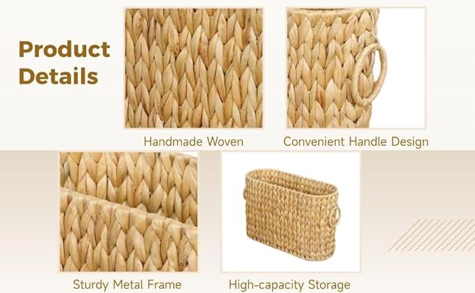 Toilet Paper Storage, Woven Roll Toilet Paper Basket with Dual Handles, Natural Water Hyacinth Basket Holder, Bathroom Accessories Organizer, Brown, 16.1 x 5.5 x 10.6 in - ModernBath