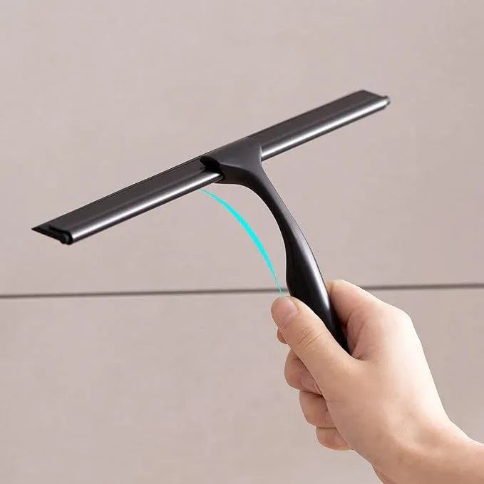 Ettori Shower Squeegee for Glass Doors, Squeegee for Shower Glass Door, Window and Car Glass, Mirrors - All-Purpose Stainless Steel Squeegee, 10 Inches and Black - ModernBath