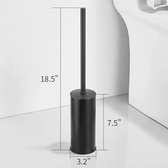 Freestanding Toilet Brush Holder for bathrooms 304 Stainless Steel Toilet Brush Stand Round Storage and Organization Rust Resistant 18-inch high Matte Black Finished - ModernBath
