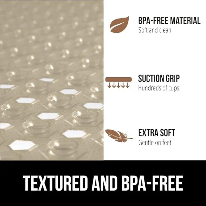 GORILLA GRIP Patented Square Shower Stall Mat, Small Bathtub Floor Mats for Stand Up Showers, Suction Cups and Drainage Holes, Machine Wash, Soft on Feet, Bathroom Accessories 21x21 Inch, Beige Opaque - ModernBath