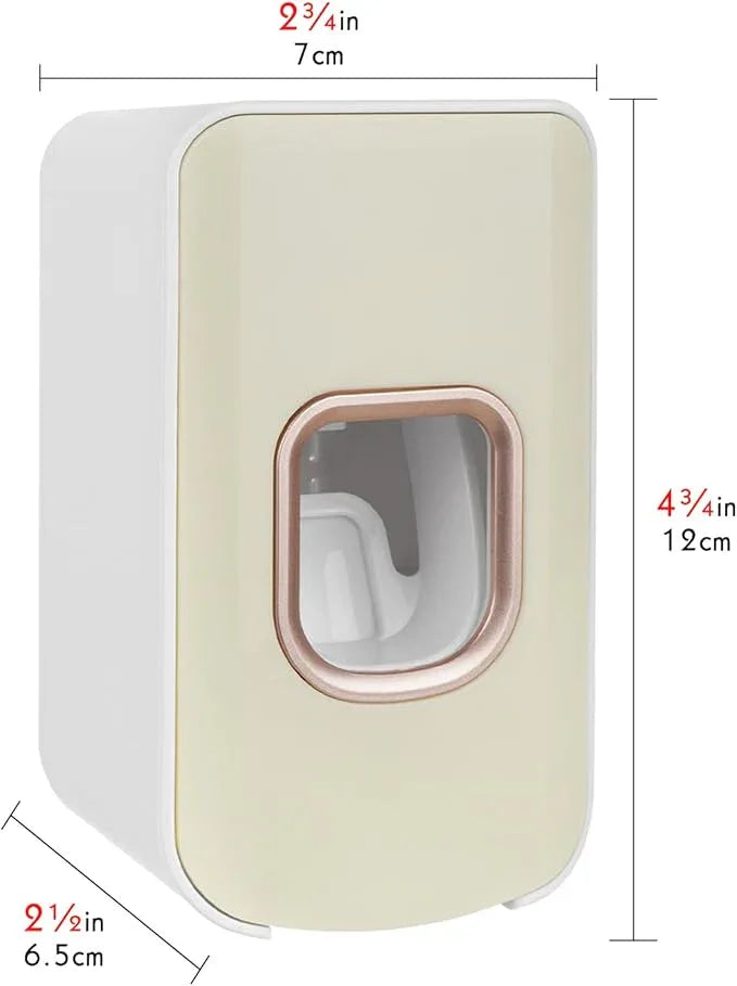 2 Slot Toothbrush Holder and Toothpaste Dispenser Wall Mounted, Automatic Toothpaste Squeezer, 2 in 1 Tooth Brush Toothpaste Organizer for Shower (Ivory Yellow 2Pack) - ModernBath