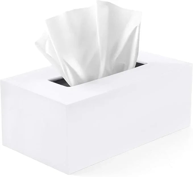 Tissue Box Cover Rectangle - Tissue Box Holder Rectangular - Compatible with Kleenex - Acrylic White Bathroom Accessories Decor - ModernBath