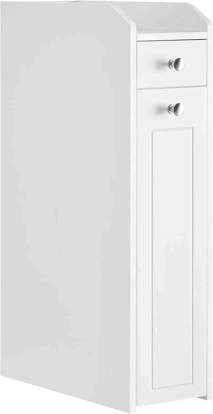 VASAGLE Slim Storage Cabinet, Narrow Storage Organizer with Slide Out Drawers, Freestanding Toilet Paper Holder, Small Space Skinny Cabinet for Bathroom Kitchen Corner, Cloud White UBBC847P31 - ModernBath