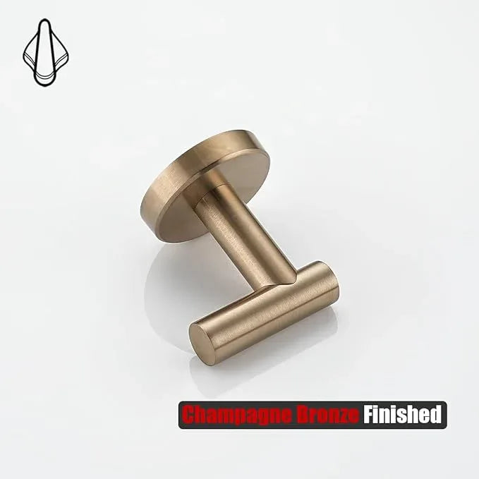 JQK Bathroom Towel Hook Champagne Bronze, Coat Robe Clothes Hook for Bathroom Wall Mounted (Pack of 4), SUS 304 Stainless Steel 0.8mm, TH100-CB-P4 - ModernBath