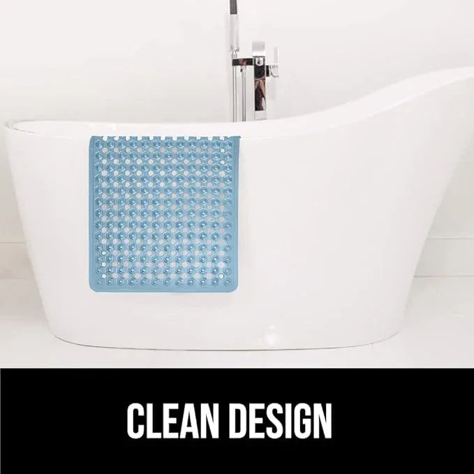 GORILLA GRIP Patented Bath Tub Shower Mat, Machine Washable Bathtub Floor Liner Mats, Suction Cups and Drain Holes to Keep Tubs Clean, Soft on Feet, Bathroom Essentials, 35x16 Inch, Sky Blue Opaque - ModernBath