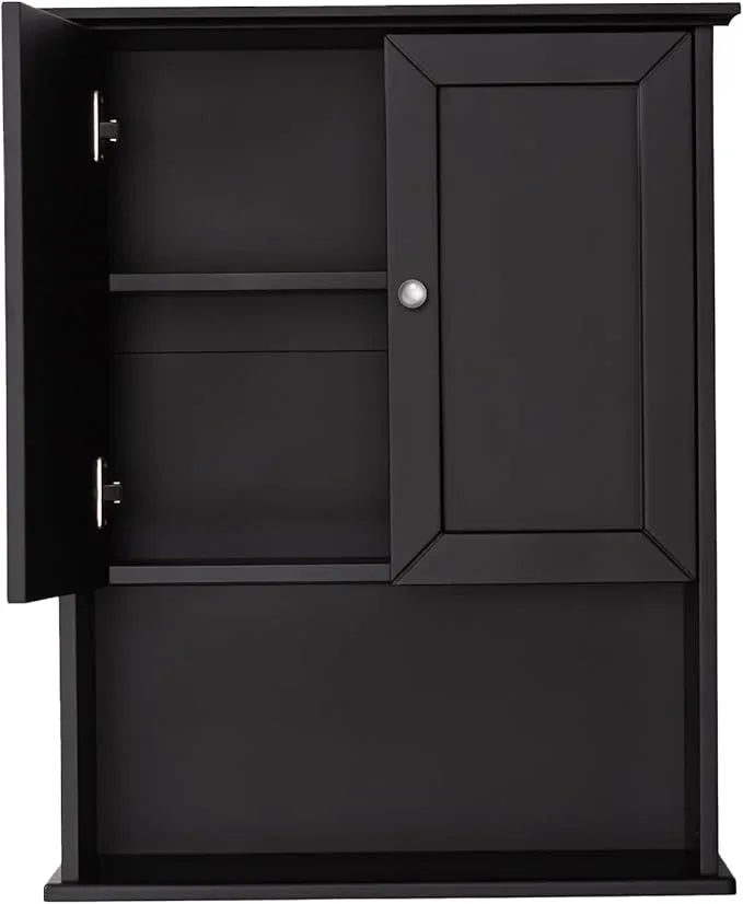 Black Wall Cabinet 24x30 Inch Wooden Over The Toilet Storage Cabinets with 2 Doors, Above Toilet Storage Medicine Cabinets for Bathroom Laundry Room Bedroom Kitchen - ModernBath