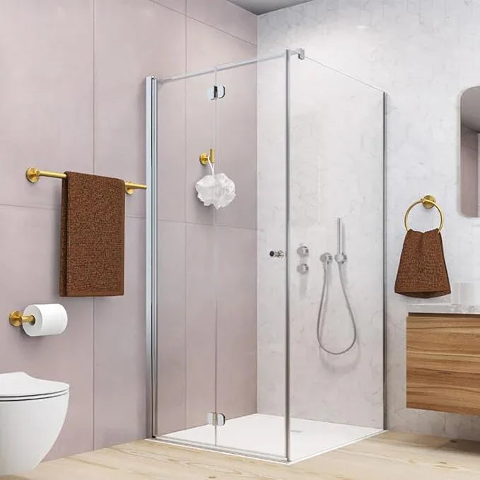 USHOWER Brushed Gold Bathroom Accessories Set, 24-Inch Towel Bar Set Wall Mounted, Durable SUS304 Stainless Steel Bathroom Hardware Set, 4-Piece - ModernBath