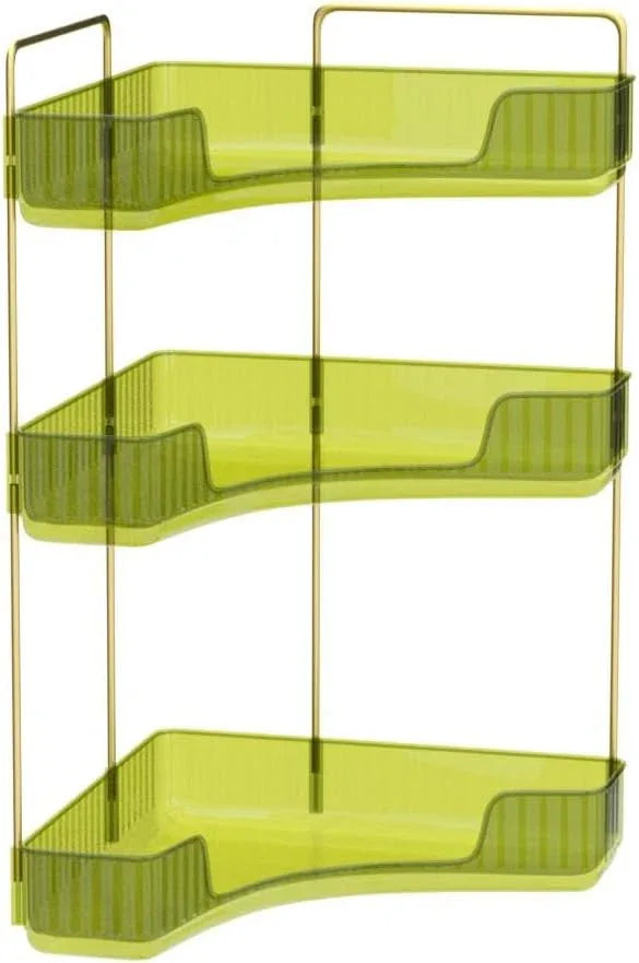 INVSSENE Corner Bathroom Countertop Organizer, Vanity Trays for Bathroom Counter, Makeup Organizer, Perfume Tray, Kitchen Spice Rack, Fits 90 Corner(Green, 3 Tiers) - ModernBath
