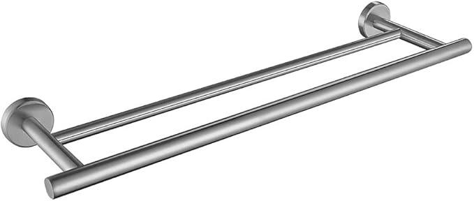 JQK Double Bath Towel Bar, 20.5 Inch 304 Stainless Steel Thicken 0.8mm Towel Rack Bathroom, Towel Holder Brushed Finished Wall Mount, Useable Length 18 Inch, TB100L18-BN - ModernBath