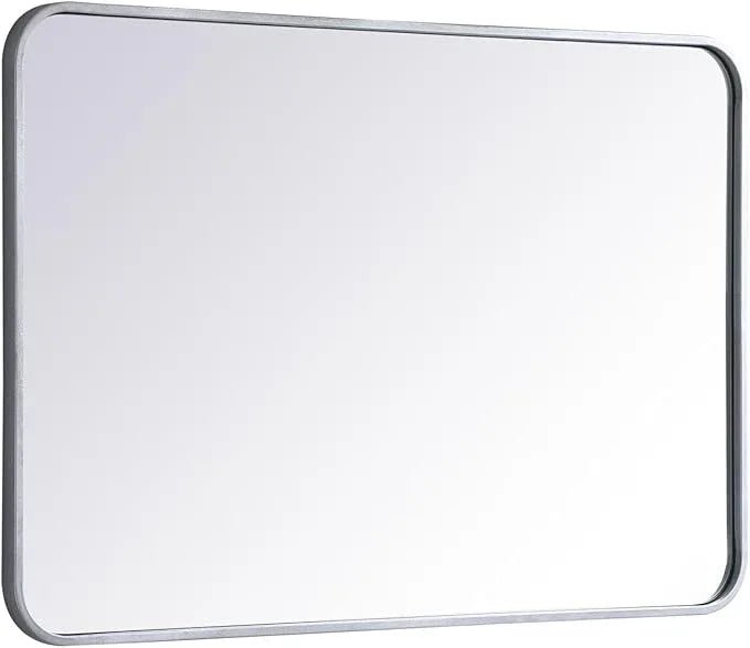 ARS Concepts Aura, Soft Corner Metal Rectangular Mirror 24X36 Inch in, Modern, Silver - ModernBath
