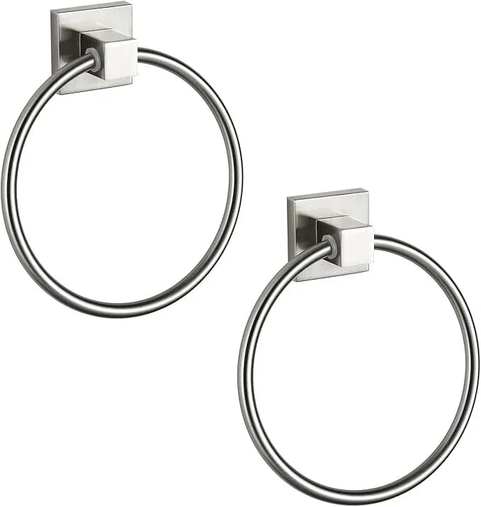 BVL Towel Ring Brushed Nickel, Hand Towel Holder Ring Hanger for Bathroom Kitchen ,Metal Round Towel Holder Wall Mounted Towel Rack,2 Pack 206322 - ModernBath