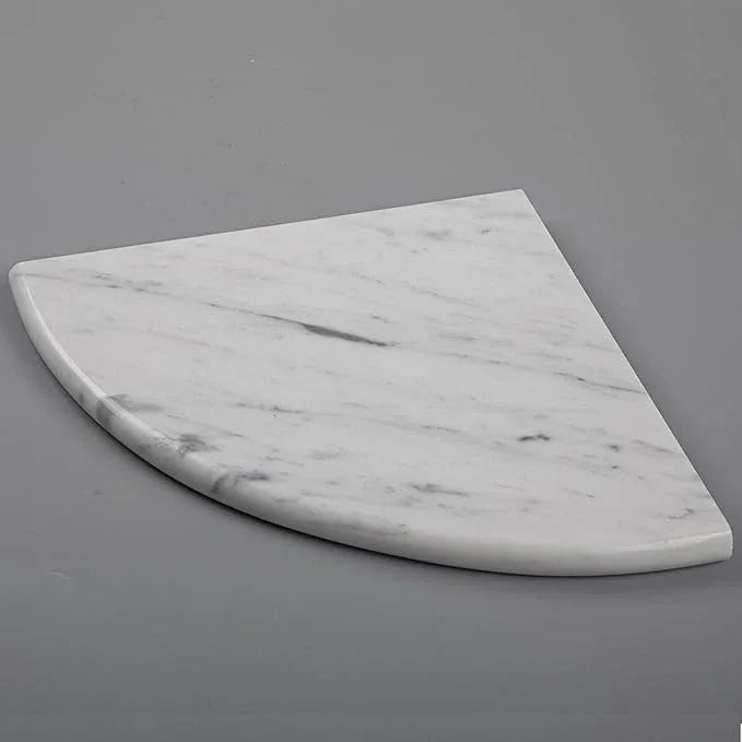 Lovdeco Marble Corner Shower Shelf, Carrara Marble, Polished 9" Round Edge Corner Shelves for Bathroom, Shower, 1 Piece - ModernBath