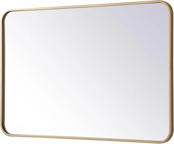 ARS Concepts Aura, Soft Corner Metal Rectangular Mirror 24X36 Inch in, Modern, Brass - ModernBath