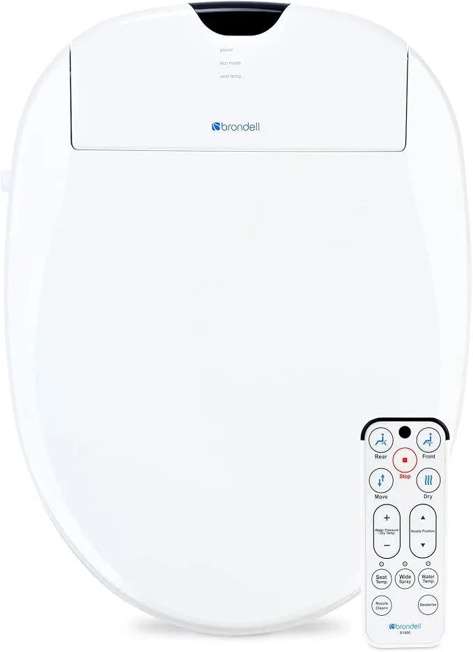 Brondell S1000-RW Swash Electric Bidet Toilet Seat with Oscillating Stainless Steel Nozzle, Round, S1000-Standard Profile - ModernBath