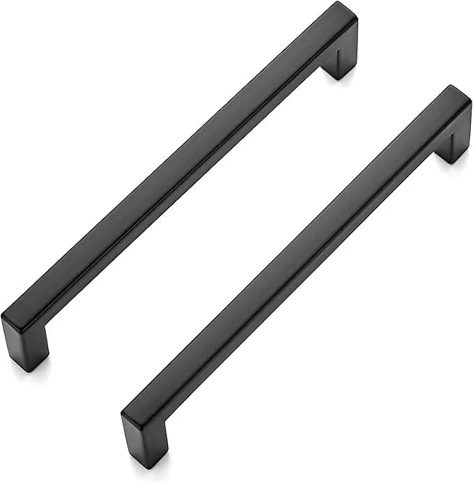 Ravinte 20 Pack 5 Inch Hole Center Solid Slim Square Pulls Matte Black Kitchen Cabinet Handles Square Bar Drawer Handles Flat Black Drawer Pulls for Cupboard Dresser and Cabinets - ModernBath