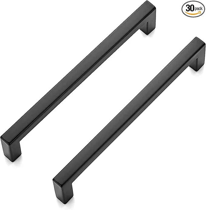 Ravinte 30 Pack Solid 5 Inch Center to Center Slim Square Bar Drawer Handles for Kitchen Cabinet Hardware Matte Black - ModernBath