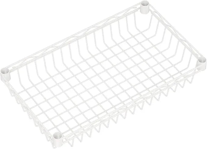 4 Tier Basket Shelf Wire Shelving Unit Adjustable Storage Shelves Big Basket Rack for Garage Kitchen Office Pantry Corner 17.2" Dx12.2 Wx50 H White - ModernBath