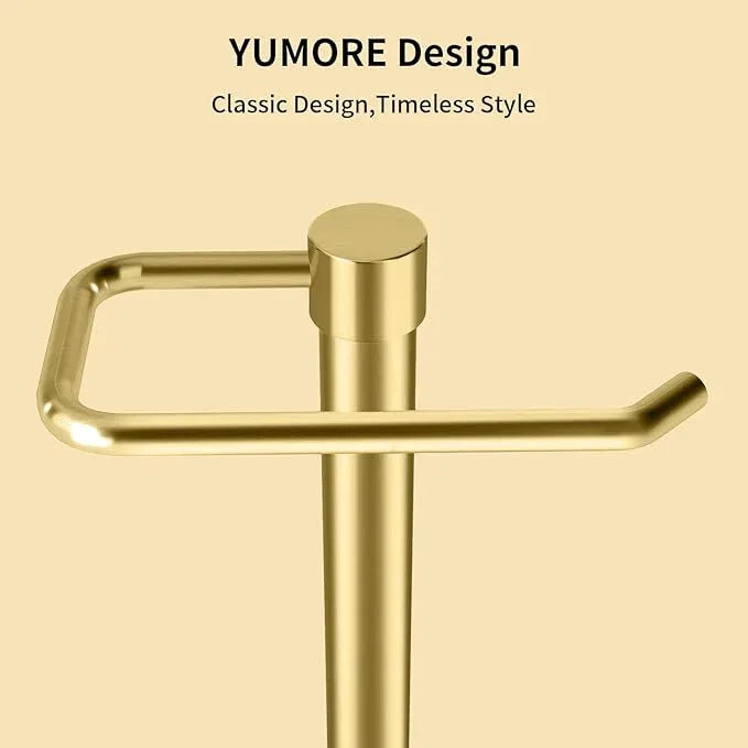 YUMORE Hand Towel Holder Stand Countertop Towel Rack Free Standing Towel Bar Hanger for Bathroom Kitchen (Gold) - ModernBath