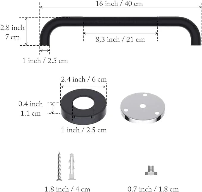 16 Inch Anti Slip Shower Grab Bar Oil Rubbed Black, Munzong Bathroom Grab Bar, Knurled Bathroom Balance Bar,Safety Hand Rail Support Handicap Elderly Injury Senior Assist Bath Handle - ModernBath