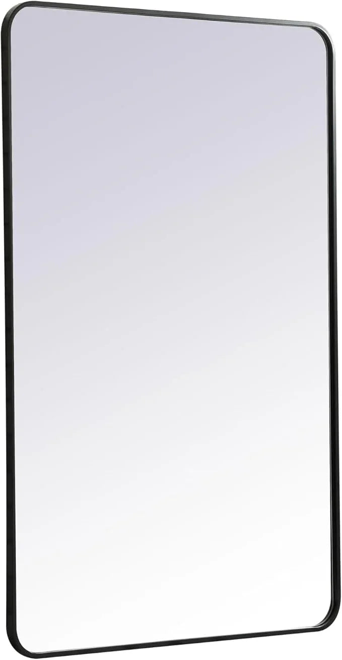 ARS Concepts Aura, Soft Corner Metal Rectangular Mirror 30X48 Inch in, Modern, Black - ModernBath