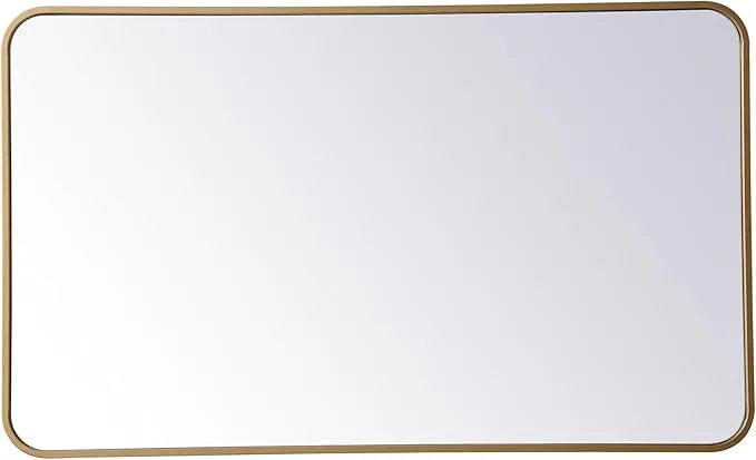 ARS Concepts Aura, Soft Corner Metal Rectangular Mirror 24X40 Inch in, Modern, Brass - ModernBath