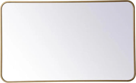 ARS Concepts Aura, Soft Corner Metal Rectangular Mirror 24X40 Inch in, Modern, Brass - ModernBath