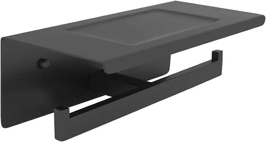 Matte Black Toilet Paper Holder - Toilet Paper Double Roll Holder with Shelf Wall Mounted for Bathroom, Stainless Steel - ModernBath