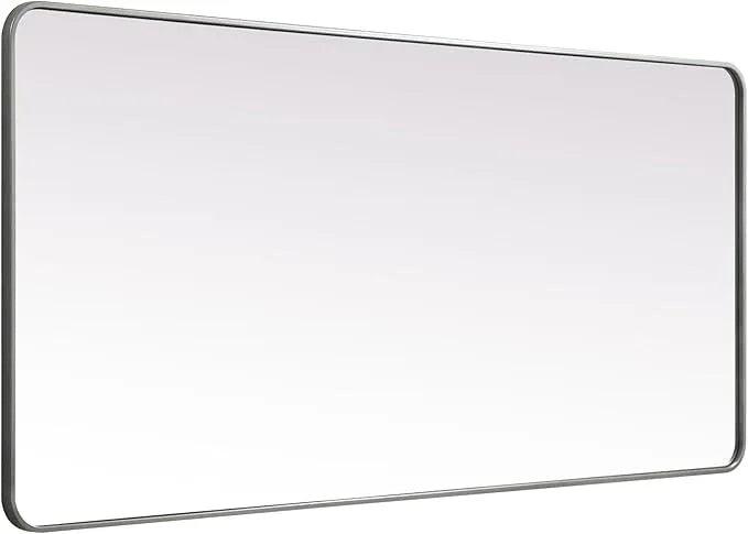 ARS Concepts Aura, Soft Corner Metal Rectangle Mirror 32X72 Inch in, Modern, Silver - ModernBath
