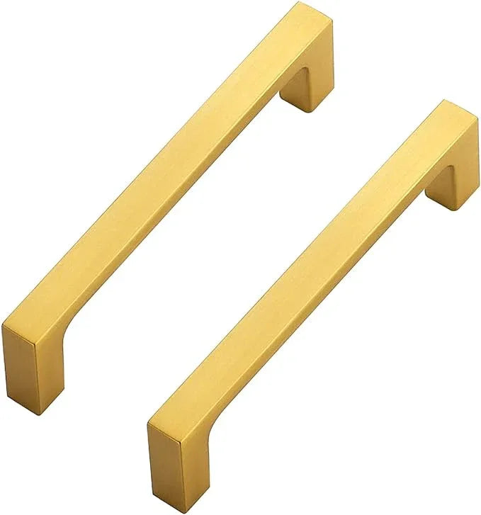 Ravinte 15 Pack Solid 4 Inch Kitchen Square Cabinet Handles Brushed Brass Cabinet Pulls Drawer Pulls Kitchen Cupboard Hardware Handles - ModernBath