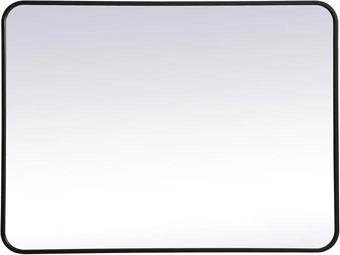 ARS Concepts Aura, Soft Corner Metal Rectangular Mirror 27X36 Inch in, Modern, Black - ModernBath
