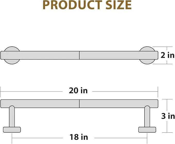 18 Inch Matte Black Towel Bar, Thicken Towel Rack for Bathroom Wall, SUS304 Stainless Steel Towel Rod, Modern Home Decor (Total Length 20-Inch) - ModernBath