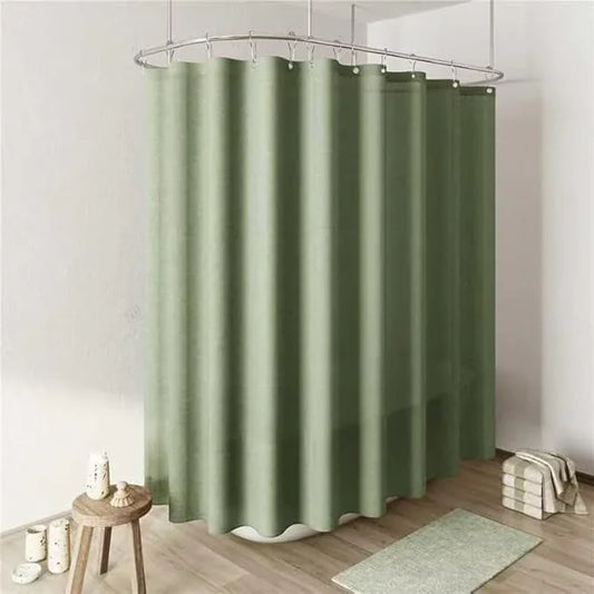 Naturoom 108 Inch Long Fabric Shower Curtain, 180GSM Linen Ultra Thick Fabric Shower Curtain Set with Plastic Hooks, Tall Rustic Luxury Waterproof Bath Curtains for Bathroom, Sage Green, 108x72 - ModernBath