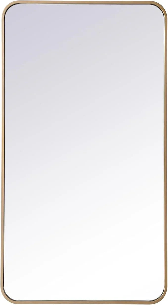 ARS Concepts Aura, Soft Corner Metal Rectangular Mirror 22X40 Inch in, Modern, Brass - ModernBath